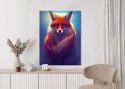 Plakat Colorful Vibrant Fox Portrait. Digital Art.