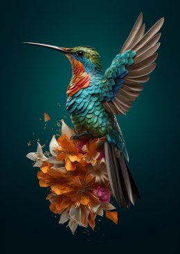 Plakat Koliber Z Rozłożonymi Skrzydłami