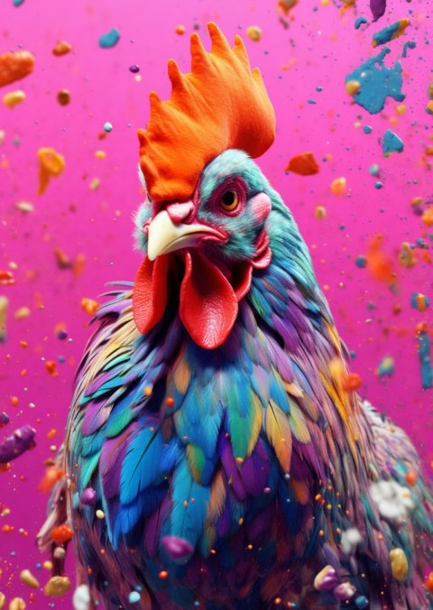 Plakat Kolorowy Nowoczesny Portret Koguta
