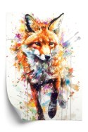 Plakat Lis Na Kolorowym Malunku