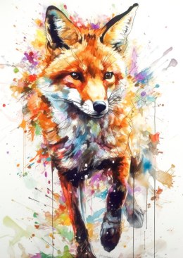 Plakat Lis Na Kolorowym Malunku