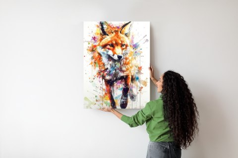 Plakat Lis Na Kolorowym Malunku