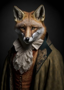 Plakat Lis W Ubraniu Retro