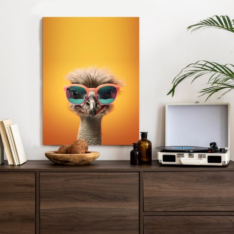 Plakat Struś Na Żółtym Tle W Okularach