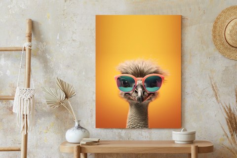 Plakat Struś Na Żółtym Tle W Okularach