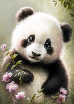 Plakat Bajkowa Panda W Kwiatkach
