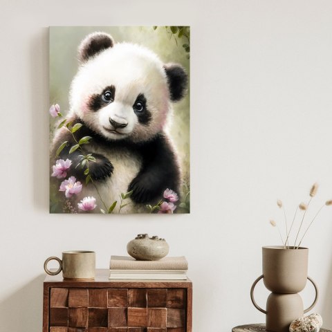 Plakat Bajkowa Panda W Kwiatkach