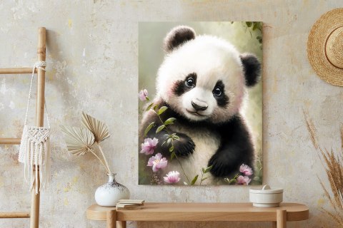 Plakat Bajkowa Panda W Kwiatkach