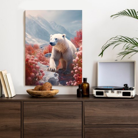 Plakat Biały Niedźwiedź Wśród Kwiatów