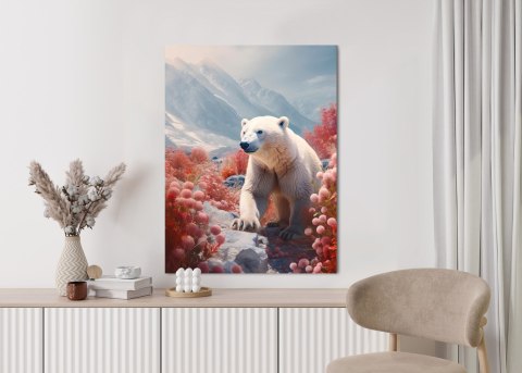 Plakat Biały Niedźwiedź Wśród Kwiatów