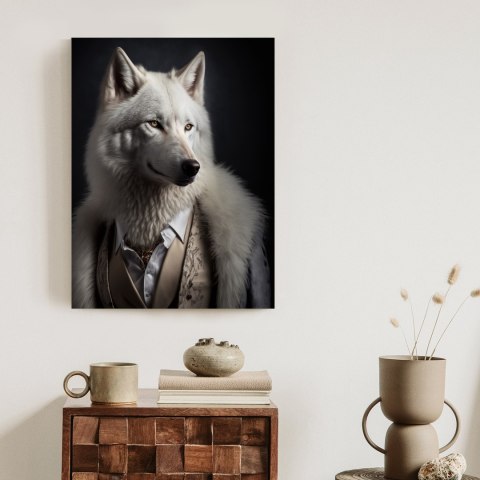 Plakat Biały Wilk W Ubraniu Zimowym