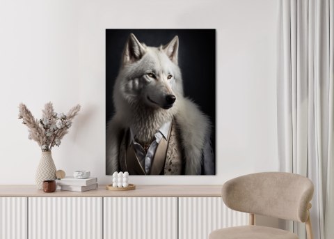 Plakat Biały Wilk W Ubraniu Zimowym