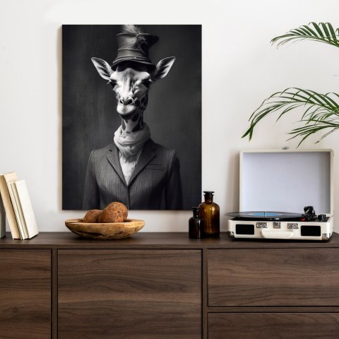 Plakat Elegancka Żyrafa W Ubraniu I Kapeluszu