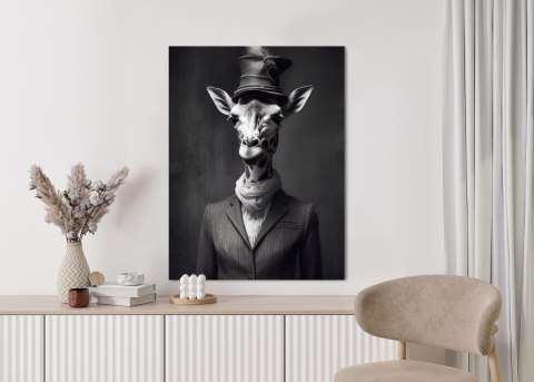 Plakat Elegancka Żyrafa W Ubraniu I Kapeluszu