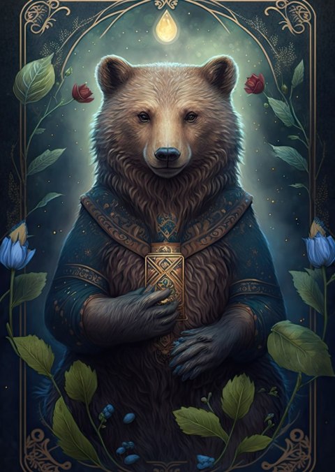 Plakat Grafika Fantasy Z Niedźwiedziem