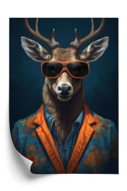 Plakat Jeleń W Okularach I Eleganckim Ubraniu