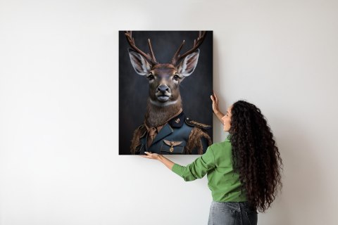 Plakat Jeleń W Wojskowym Mundurze