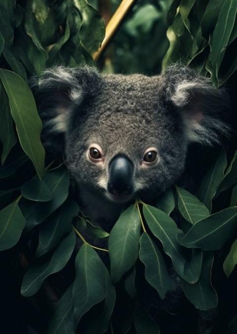Plakat Koala Siedzący W Liściach
