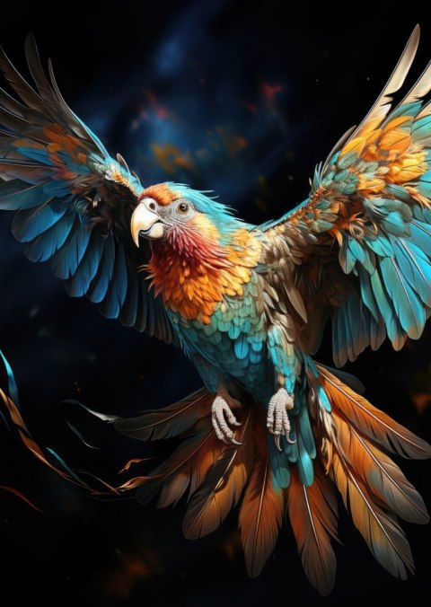Plakat Kolorowa Papuga Z Rozpostartymi Skrzydłami