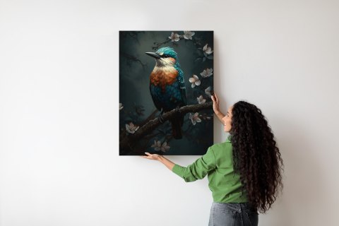 Plakat Kolorowy Niebieski Ptak Na Gałęzi