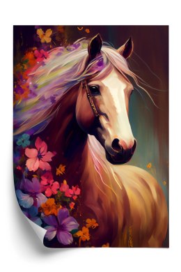 Plakat Kompozycja Z Koniem I Kwiatami