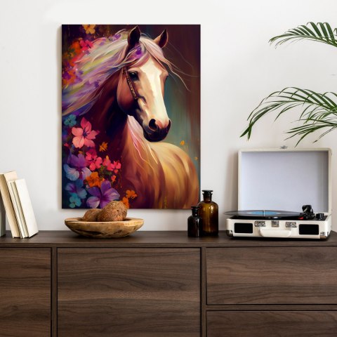 Plakat Kompozycja Z Koniem I Kwiatami