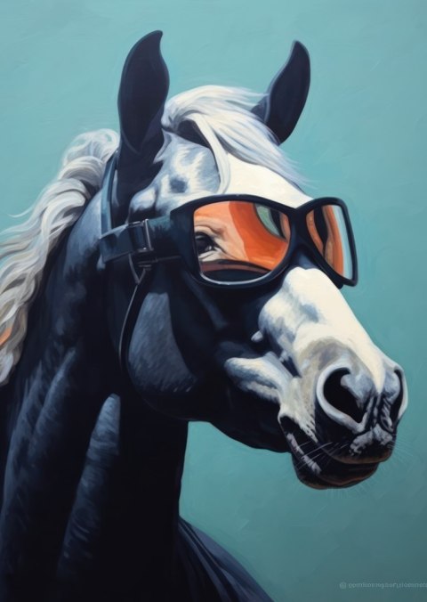 Plakat Koń Ubrany W Okulary