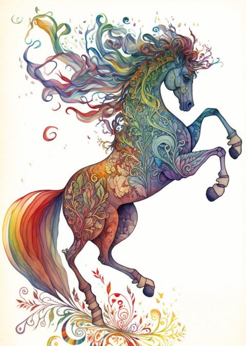Plakat Koń W Tęczowe Ornamenty