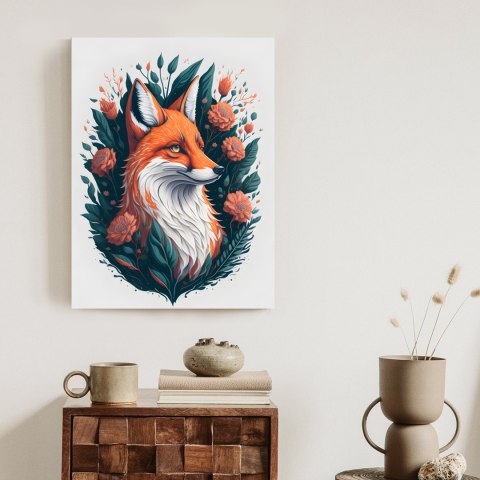 Plakat Lis Na Tle Kwiatów