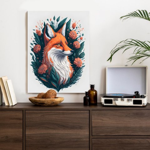 Plakat Lis Na Tle Kwiatów