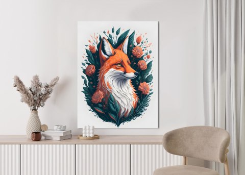 Plakat Lis Na Tle Kwiatów