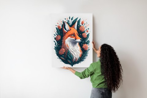 Plakat Lis Na Tle Kwiatów