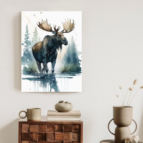 Plakat Łoś Malowany Akwarelami