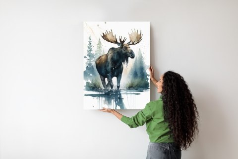 Plakat Łoś Malowany Akwarelami