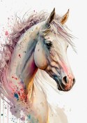 Plakat Malowany Portret Konia W Białym Kolorze