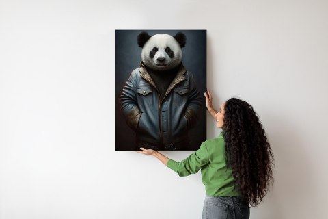 Plakat Miś Panda Ubrany W Dżinsową Kurtkę