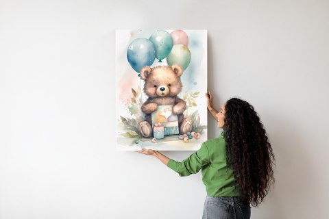 Plakat Niedźwiadek Z Pękiem Balonów
