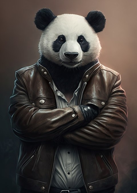 Plakat Niedźwiedź Panda W Kurtce