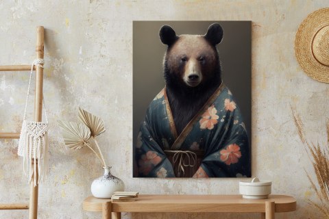 Plakat Niedźwiedź Ubrany W Kimono