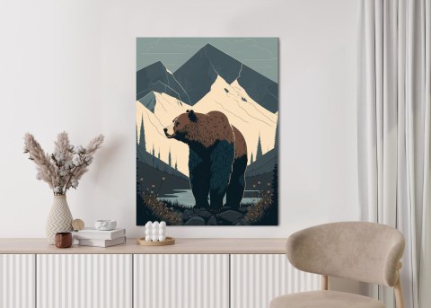 Plakat Niedźwiedź W Górach Na Ilustracji
