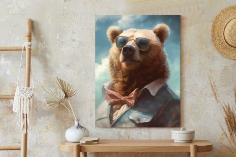 Plakat Niedźwiedź W Muszce I Okularach