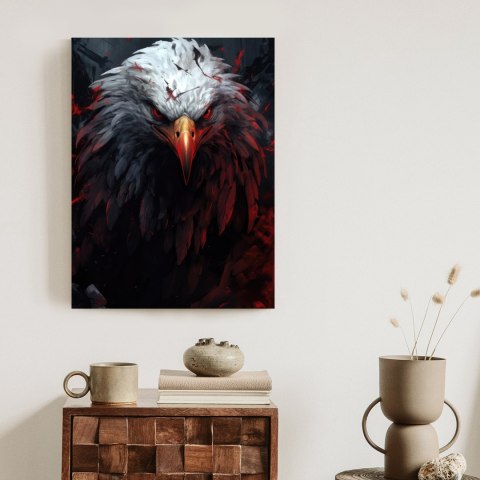 Plakat Orzeł Z Czerwonymi I Czarnymi Piórami Z Groźnym Spojrzeniem