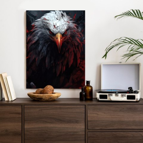Plakat Orzeł Z Czerwonymi I Czarnymi Piórami Z Groźnym Spojrzeniem