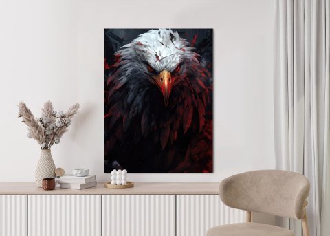 Plakat Orzeł Z Czerwonymi I Czarnymi Piórami Z Groźnym Spojrzeniem