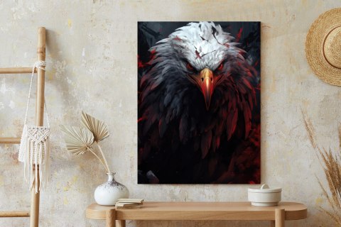 Plakat Orzeł Z Czerwonymi I Czarnymi Piórami Z Groźnym Spojrzeniem