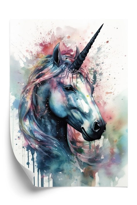 Plakat Pastelowa Akwarela Z Jednorożcem