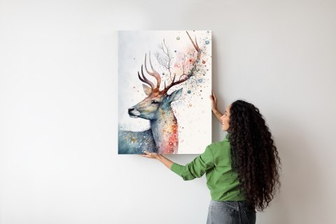 Plakat Portret Jelenia Malowany Farbami