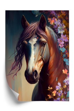 Plakat Portret Konia W Kwiatach