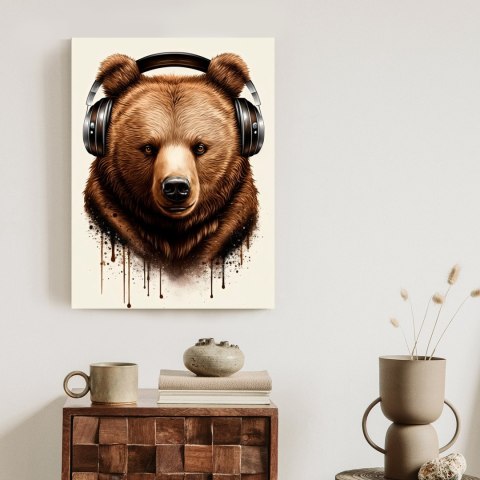 Plakat Portret Niedźwiedzia W Słuchawkach