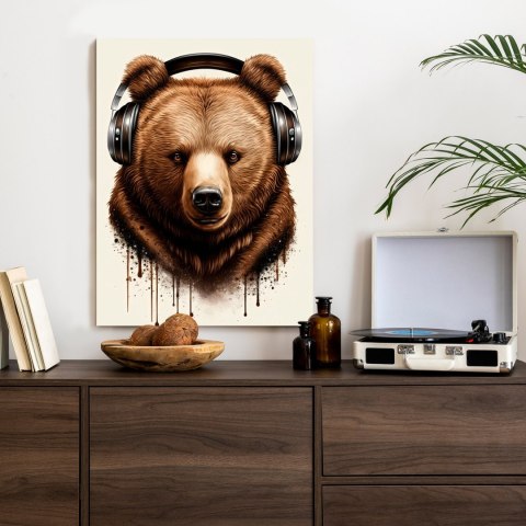 Plakat Portret Niedźwiedzia W Słuchawkach